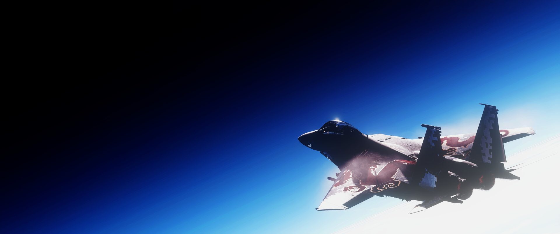An F-15 at the edge of space above the clouds