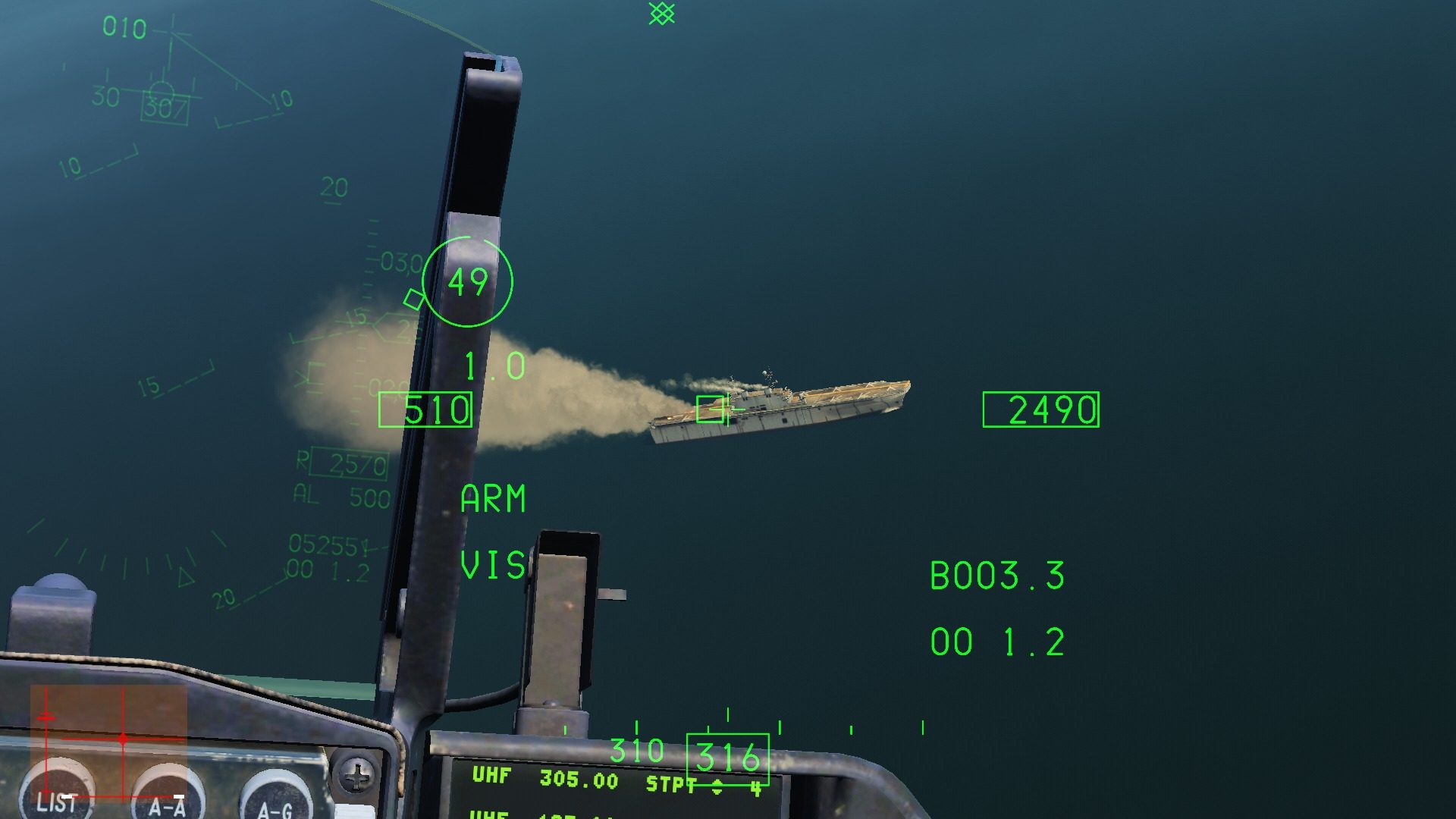 A Viper HUD in guns mode with a target in the pipper